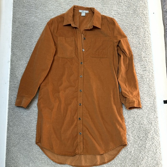 🍀 Lucky Brand Corduroy Button Down Shirt Dress - Picture 2 of 7